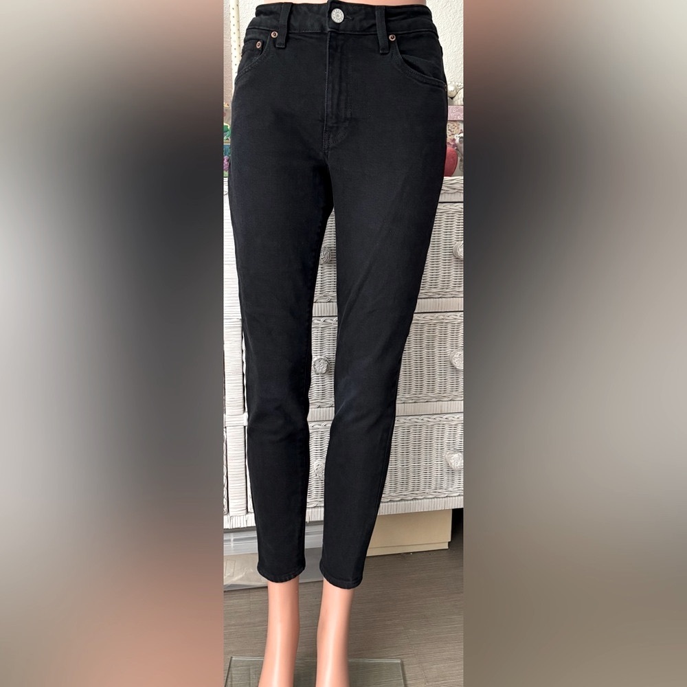 Trave Irina Skinny Jeans “Paint it Black” Mid - Rise Cotton Black Wash Size 26